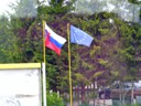Slovakian & EU Flags at boarder crossing