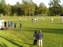 Soccer being played at old Olympic Stadiums fields