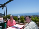 Lunch overlooking the Mediterranean (Pat & Howard)