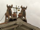 Two Bulls on roof tops for Good Luck, Cusco
