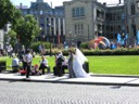 Bride waiting by Parliament