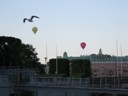 Hot Air Balloons over Canal in Old Town