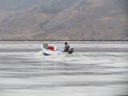 Small boat on Lake Titicaca