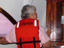 Pat wearing life preserver