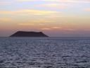 Sunset over valcanic island
